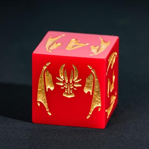 Cusdie 7-Piece Sharp Edges DND Dice Set with Dragon Pattern - Perfect for Tabletop RPGs Board Games Gifting and Collecting(Red with Gold Number) - color: Dragon Pattern R/G