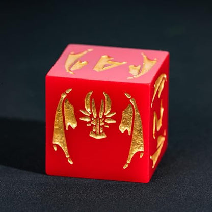 Cusdie 7-Piece Sharp Edges DND Dice Set with Dragon Pattern - Perfect for Tabletop RPGs Board Games Gifting and Collecting(Red with Gold Number) - color: Dragon Pattern R/G