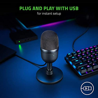 Razer Seiren X USB Streaming Microphone: Professional Grade - Built-in Shock Mount - Supercardiod Pick-Up Pattern - Anodized Aluminum - Classic Black