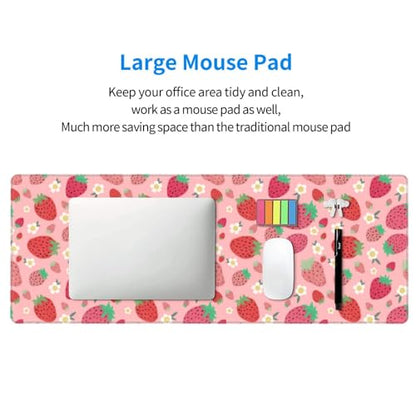 Strawberry Mouse Pad XL Large Mousepad Non Slip Rubber Base Desk Mat for Laptop Computer Gaming 31.5" X 12" - color: Strawberry