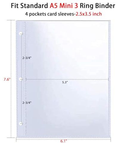WITHYU 40 Pack 80 Pockets 5x7'' Photocard Sleeves A5 3 Mini Ring Binder Ultra-Clear Photo Sleeves Double-Sided 1 Pocket Photo Pages Top Loading Photo Sheet Protector for Photos Postcards Seed Packets - color: 5x7"