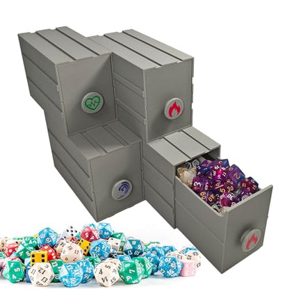 DND Dice Storage Box - Pull-out Storage Mimic Chest Dice Box ，for 180 Dice, Modular Integration, Can Be Assembled Freely, Protective Novelty Dice Holder for Tabletop Dice（4pcs