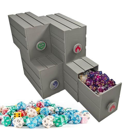 DND Dice Storage Box - Pull-out Storage Mimic Chest Dice Box ，for 180 Dice, Modular Integration, Can Be Assembled Freely, Protective Novelty Dice Holder for Tabletop Dice（4pcs