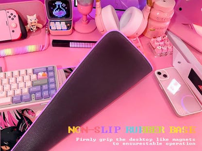 JMIYAV Pink RGB Gaming Mouse Pad 31.5x12 Inch PC XL Large Extended Glowing Led Light Up Desk Pad Non-Slip Rubber Base Computer Cute Mousepad Mat Desk Accessories Gaming Setup Sweet Girl - color: Sweet Girl