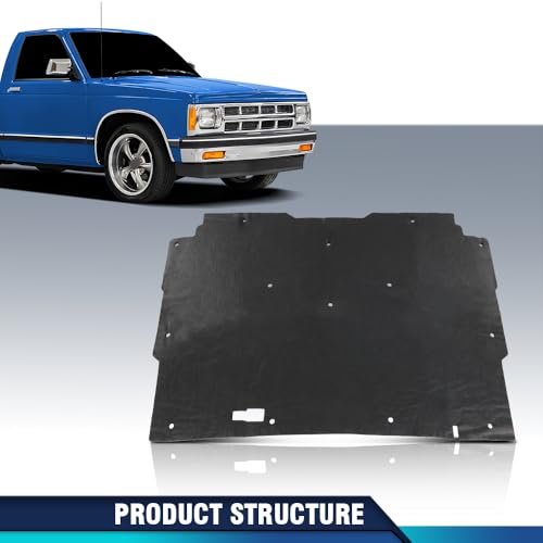 PIT66 Hood Insulation Pad 1/2" with Clips Compatible with Chevy S10 1982-1993, Compatible with Chevy S10 Blazer 1983-1993 - style: 1982-1993 Chevy S10