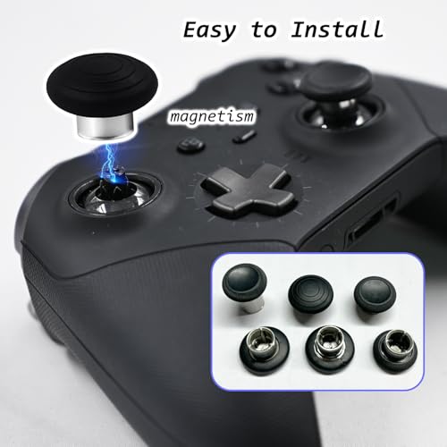 7 in 1 Metal Magnetic Thumbsticks for Xbox Elite Series 2 Controller,Swappable Magnetic Analog Stick Joystick Replacement for Xbox Elite Series 2/Elite Series 2 Core + 1 Tool(Black)