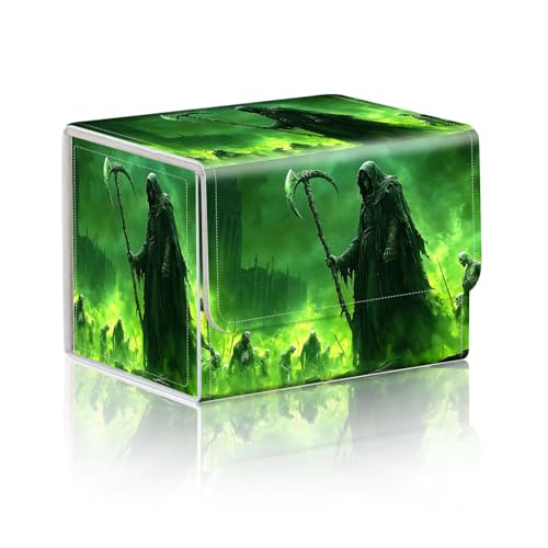 Trading Card Storage Box, Holds 100+ for MTG Cards, PU Leather with Magnetic Closure, Gothic Green Skeleton Durable Deck Box for Magic the Gathering, Trading Card Games - color: Gothic Green Skeleton