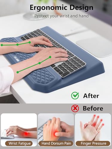 2-in-1 Ergonomic Keyboard Stand with Wrist Rest, Comfy Keyboard Riser Holder with Massage Design, Blue - color: Blue