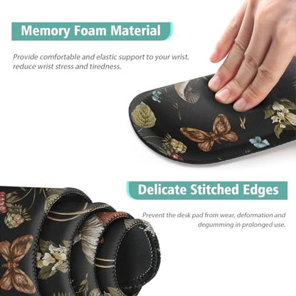 Mouse Pad Set Large Desk, Desk Matt for Desktop with Wrist Rest,Anti-Slip XXL Big Computer Ergonomic Mousepad with Wrist Support for Keyboard and Mouse(Plant) - color: Plant