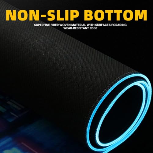 Large RGB Gaming Mouse Pad,Full Desk XL Extended Gaming Mousepad,14 Modes Glow, 7 LED Colours,Balanced Control & Speed - Non-Slip Rubber Base & Smooth Fabric Surface