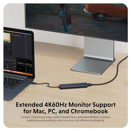 HyperDrive Next 7 Port USB C Hub for Mac, PC, Chromebook with 4K60Hz HDMI, 2 USB-A, USB C Hub 10Gbps, USB-C 10Gbps 100W Power Delivery, SD Card Reader, Ethernet Ports - size: 7 Port USB-C Hub with 2x USB-A
