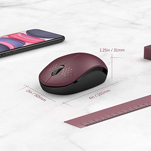 seenda Wireless Mouse for Laptop, 2.4G Noiseless Mouse with USB Receiver - Optical Tracking Portable Computer Mice for Chromebook, PC, Tablet, Windows System, 24 Months Battery Life - Red&Black - color: Red and Black