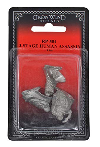 IRON WIND METALS 3 Piece 3-Stage Human Assassin Set - 100% Lead-Free Pewter - Classic Fantasy Miniatures for 28mm Table Top Games - Made in USA - RAL Partha Miniatures