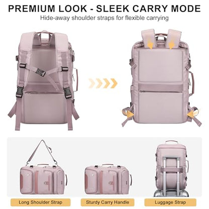 PIJUSHI Carry on Travel Backpack for Women with Shoe Compartment Fits 16“ | 3-In-1 Convertible Duffel/Shoulder Bag with USB Port, Anti-Theft Pocket for Daily, Weekend Trip, PE039 Light Purple - color: Light Purple