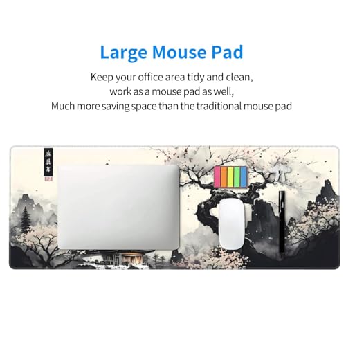Japanese Mouse Pad, Large Japanese Desk Mat, XL Anime Gaming Keyboard Mat, Non-Slip Rubber Base, Big Extended Desk Protector for Home Office, 31.5”x11.8” - color: Cherry Blossom