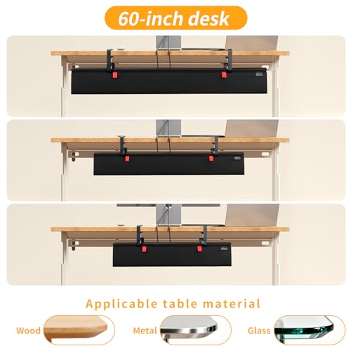 Under Desk Cable Management Tray No Drill, 28Inch Cable Management,Black | Clamp and Screw Mount Cable Management Tray, Extra Large Capacity Desk Cable Management, Fabric Wire Management for Office - color: Black, size: 28"L x 5.5"W