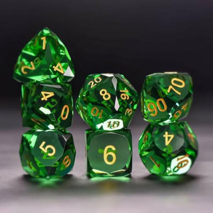 Prism Gemstone DND Dice Set, 7-Piece Glass Gemstone Dice for Dungeons and Dragons, RPG MTG Polyhedral D&D Crystal Glass Dice Set D4 D6 D8 D10 D% D12 D20 for TTRPGs - color: Prism Green