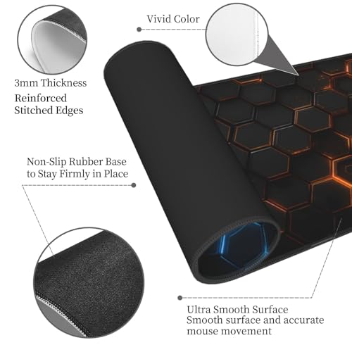 Extended Gaming Mouse Pad, Large Mouse Mat, XL Desk Pad for Keyboard and Mouse, Non-Slip Rubber Base & Stitched Edges for Gamer Office 31.5x11.8 in - color: 8
