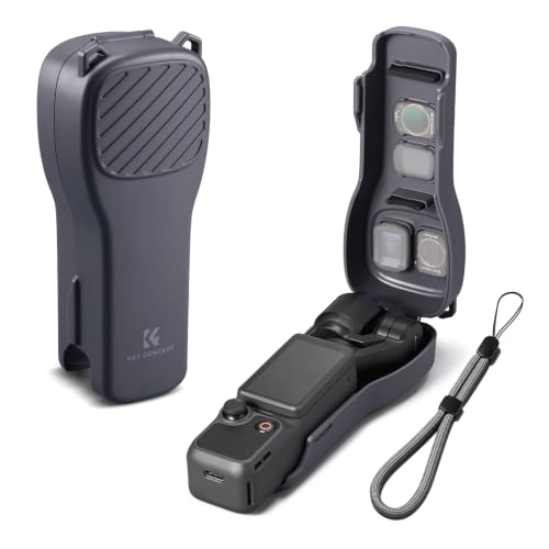 K&F CONCEPT Protective Case Compatible with DJI Osmo Pocket 4 & Pocket 3 | Hard Shell Carry Case with Built-in Filter Storage, PC Protective Cover with Soft Lining, Travel Storage Case, PT61 - color: Black