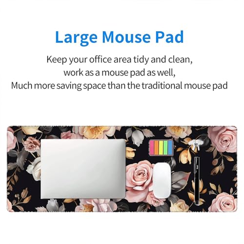 Peony Flowers Gaming Mouse Pad Pink Flowers Extended Gaming Mouse Pad Mat with Stitched Edge Non-Slip Base Big Mouse Pad 31.5"x11.8" Office Computer Keyboard Laptop Home - color: Peony Flowers_020, size: 11.8" x 31.5"