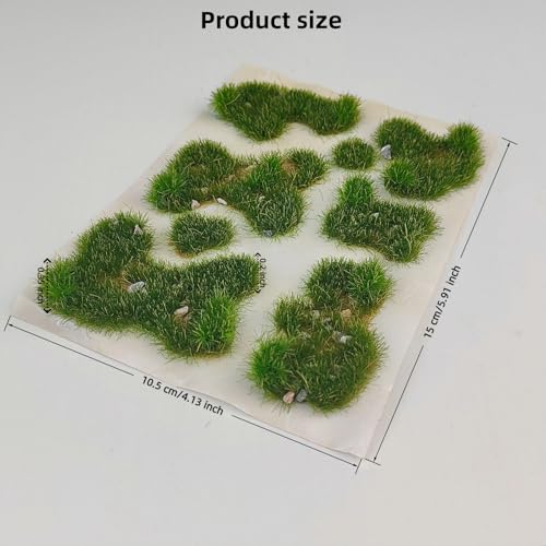 Static Grass Tufts Mat – 8 Peel-and-Play Pre-Cut Patches, Self-Adhesive Turf in Mixed Irregular Shapes for Diorama, Model Railway & Wargaming Terrain (1 Sheet) (Summer Green) - color: Summer Green