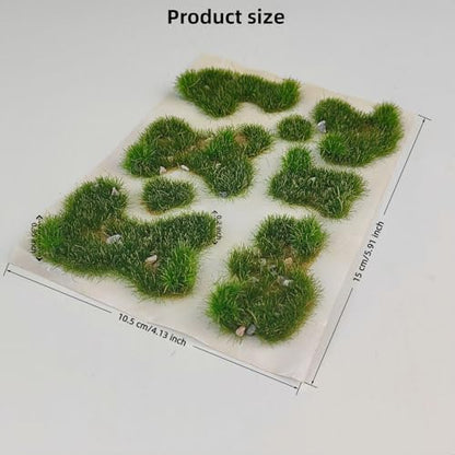 Static Grass Tufts Mat – 8 Peel-and-Play Pre-Cut Patches, Self-Adhesive Turf in Mixed Irregular Shapes for Diorama, Model Railway & Wargaming Terrain (1 Sheet) (Summer Green) - color: Summer Green