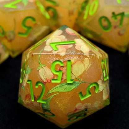 XENOLUX Resin DND Dice Set for Dungeons and Dragons - Polyhedral Floral RPG Dice for Tabletop Board Games(L18) - color: L18
