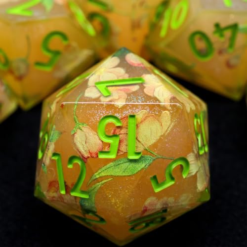 XENOLUX Resin DND Dice Set for Dungeons and Dragons - Polyhedral Floral RPG Dice for Tabletop Board Games(L18) - color: L18