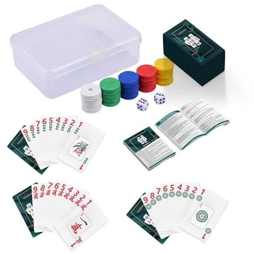Mahjong Set Card Game, Mahjong Card, Waterproof Gift Poker Game Mahjong Tile Set, 麻将