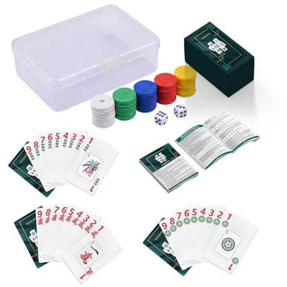 Mahjong Set Card Game, Mahjong Card, Waterproof Gift Poker Game Mahjong Tile Set, 麻将