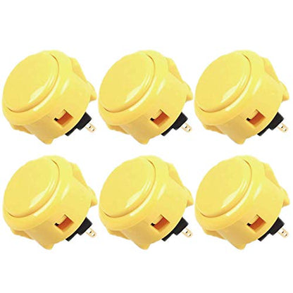 Sanwa 6 pcs OBSF-30 Original Push Button 30mm - for Arcade Jamma Video Game & Arcade Joystick Games Console (Yellow), Use for Arcade Game Machine Cabinet S@NWA