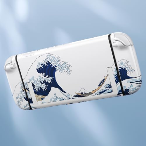 eXtremeRate DIY Replacement Shell Buttons for Nintendo Switch 2, Custom Full Set Back Plate Controller Housing with Buttons for Switch 2 Handheld Console & Joycon 2 - Deluxe Version - The Great Wave - color: The Great Wave