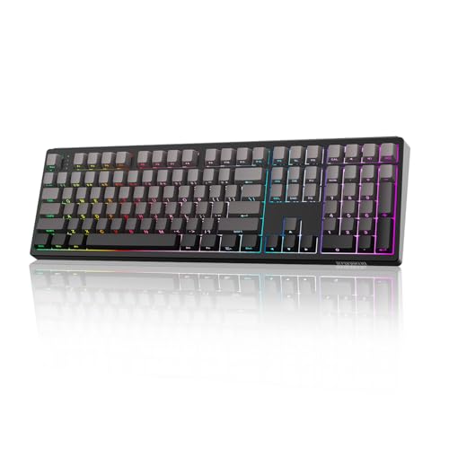 MechLands EPOMAKER TH108 Full Size Mechanical Keyboard, Wireless Gaming Keyboard, 8000mAh Battery, Creamy Gasket, 108 Keys, Hot Swap, Custom Driver, RGB Backlights (Black, Creamy Jade Switch) - color: Black, size: Creamy Jade Switch