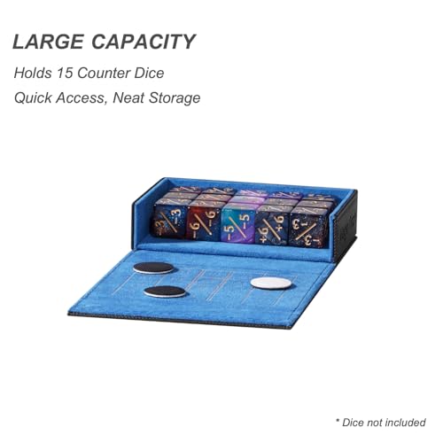 Pocket Dice Box (Adventurer Module) - Built-in Life Tracker - Fits 15 Counter Dice (15 mm) or 30+ Unsleeved Cards - Stores Inside Adventurer - MTG, PTCG & More (2. Enigma (Black/Blue)) - color: 2. Enigma (Black/Blue)