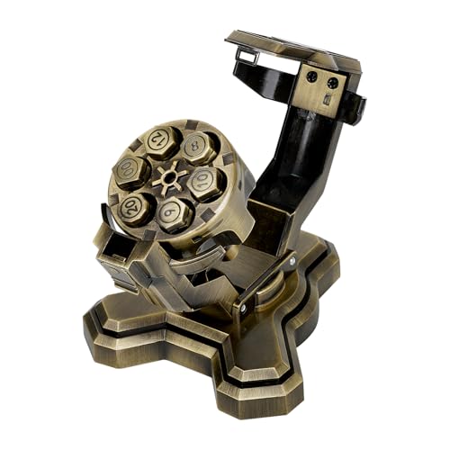 ASTRANOVA Metal Bullet Dice Set with Spinning Revolver Cylinder Holder for DND, Tabletop Games(Bronze) - color: Bronze