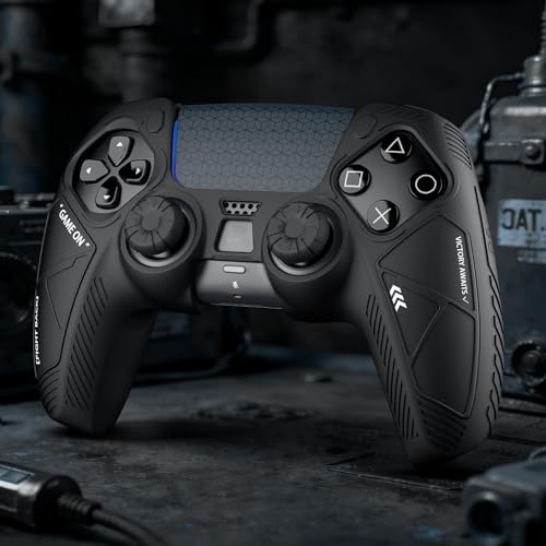 Anti-Slip Silicone Protective Skin for PS5 Controller, Soft Rubber Grip Cover Case for PlayStation 5 DualSense Wireless Controller with 4 Thumb Grip Caps & 4 Touchpad Stickers