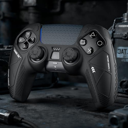 Anti-Slip Silicone Protective Skin for PS5 Controller, Soft Rubber Grip Cover Case for PlayStation 5 DualSense Wireless Controller with 4 Thumb Grip Caps & 4 Touchpad Stickers