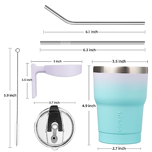 BJPKPK 10 oz Mini Tumbler with Lid, Straw & Handle, Insulated Steel Cup | Small, Spill Proof, Leak Proof, Thermal, Double Wall Vacuum, Sweatproof, Dishwasher Safe, BPA Free, Lavender Green - color: A-Lavender Green, size: 10 Ounces
