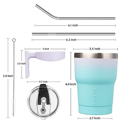 BJPKPK 10 oz Mini Tumbler with Lid, Straw & Handle, Insulated Steel Cup | Small, Spill Proof, Leak Proof, Thermal, Double Wall Vacuum, Sweatproof, Dishwasher Safe, BPA Free, Lavender Green - color: A-Lavender Green, size: 10 Ounces