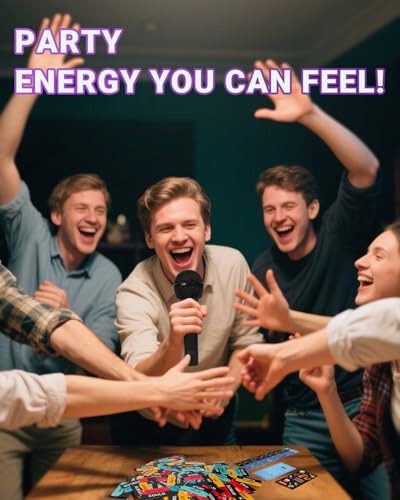 Grab Microphone Music Board Game, Drop the Karaoke Mic Party Games for Adults, Family, 2-10 Players - Hilarious Singing Trivia with 280 Song Lyrics (140 Cards) and 10 Blank Cards for Game Night, Gift