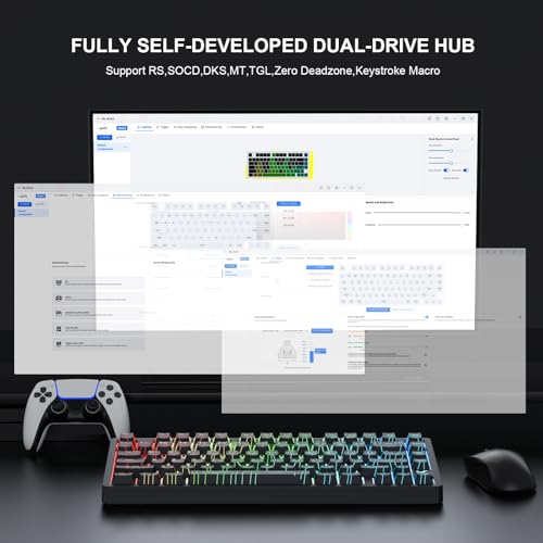 x MCHOSE Jet75 Magnetic Keyboard, 75% Wired Hall Effect Gaming Keyboard (Topograhic Black, God Switch) - color: Topograhic Black, size: God Switch