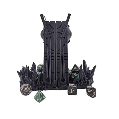 Retro Planet Dice Tower DND Dice Rolling Tower Dice Tower Dungeons and Dragons Dice Jail D&D Accessories (Random 7PCS D20 Dice Set Included) Black - color: Black