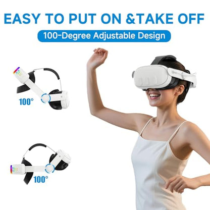 Head Strap Battery for Meta Oculus Quest 3 3S, 12000mAh Rechargeable Battery Head Strap, Adjustable Elite Strap with Battery RGB Light 8H Playtime