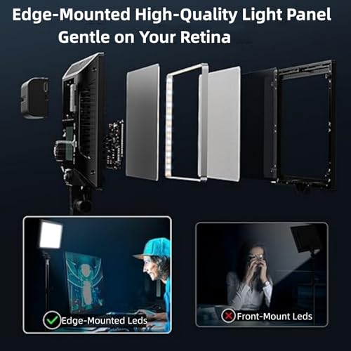 2Pack Streaming Key Light, LED Video Light Dimmable Bi-Color 3200-5600k Video Conference Lighting with Gooseneck Tubes Desk Light for Stream/Podcast/Gaming/Zoom Meetings/Broadcast/YouTube