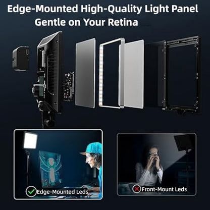 2Pack Streaming Key Light, LED Video Light Dimmable Bi-Color 3200-5600k Video Conference Lighting with Gooseneck Tubes Desk Light for Stream/Podcast/Gaming/Zoom Meetings/Broadcast/YouTube