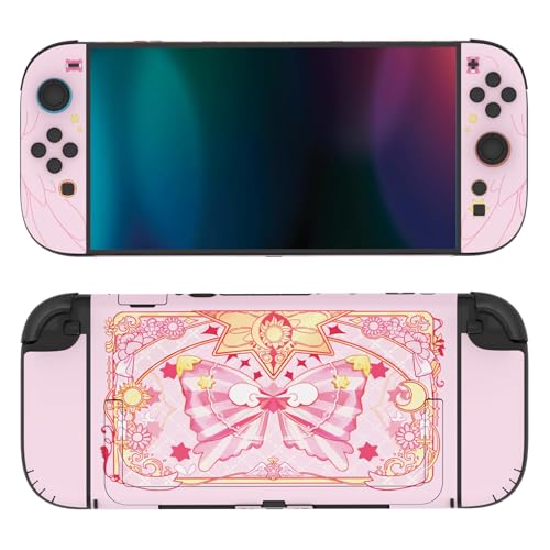 PlayVital for Nintendo Switch 2 Skin Full Set (2-Pack) - Protective Vinyl Decal Stickers for Switch 2 Console, Handle Grips & Dock | No Residue, Anti-Scratch - Magic Wings Pink - color: Magic Wings Pink