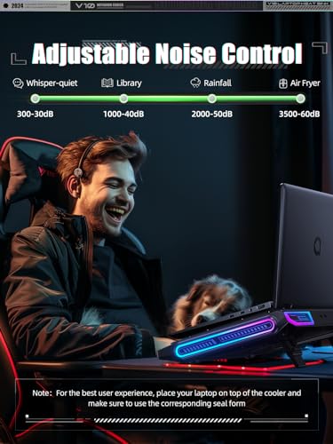 llano V10 Gaming Laptop Cooling Pad, RGB Laptop Cooler Stand Laptop Fan | Powerful 4.72 Inch Turbo Cooling Fan, Fast Cooling Computer 13-17.3in, Button Control, 3 Adjustable Stand, 4-Port USB C&A