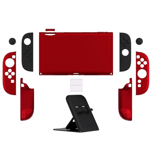 PlayVital Hard Case for Nintendo Switch 2 with Extra Stand & Thumb Grip Caps | Split Design, Dockable Protective Full-Body Shell Cover for Nintendo Switch 2 | Solid Color Series (Scarlet Red) - color: Scarlet Red