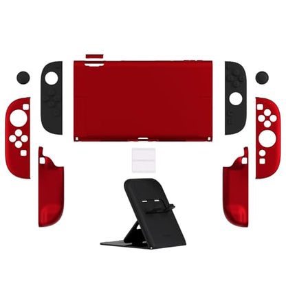 PlayVital Hard Case for Nintendo Switch 2 with Extra Stand & Thumb Grip Caps | Split Design, Dockable Protective Full-Body Shell Cover for Nintendo Switch 2 | Solid Color Series (Scarlet Red) - color: Scarlet Red