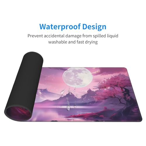 Gaming Mouse Pad Desk Pad,Extended Big Mouse Pad,31.5x11.8 Inch Long Computer Keyboard Mouse Mat Mousepad with 3mm Non-Slip Base and Stitched Edge for Gaming and Office… (Pink Canyon) - color: Pink Canyon